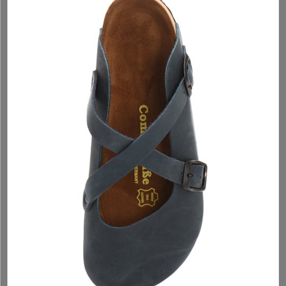 Navy Leather Clogs Like New